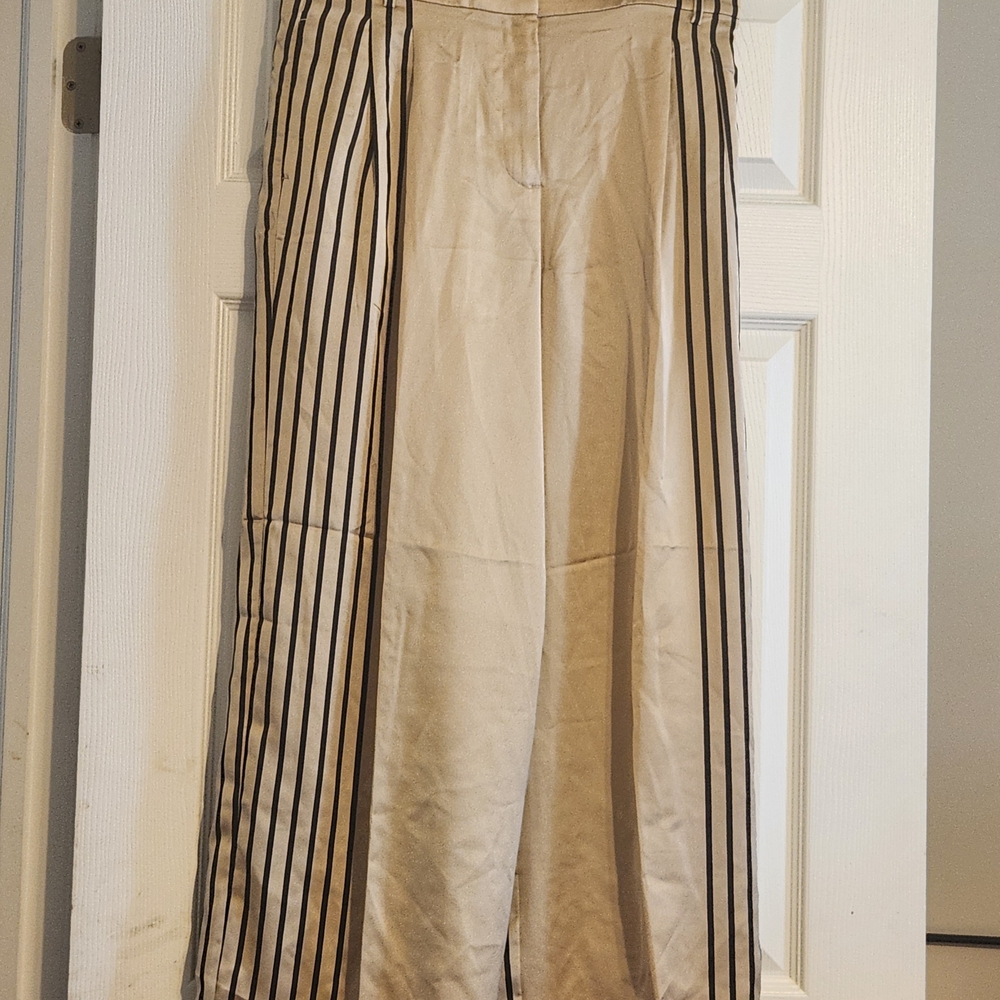 Ann Taylor Beige and Black Striped Pants